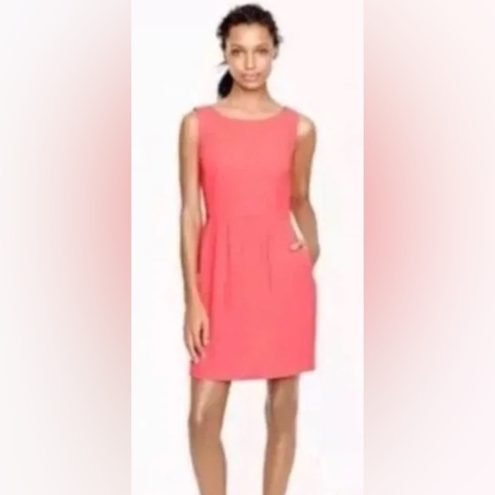 J. Crew Factory Coral Melon Sleeveless Sheath Dress Pockets A0114 size 4